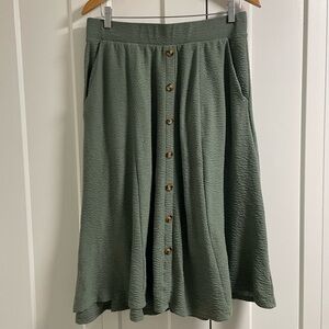 Torrid Front Button Down Midi Skirt Green A Line Size 00 Medium Large
